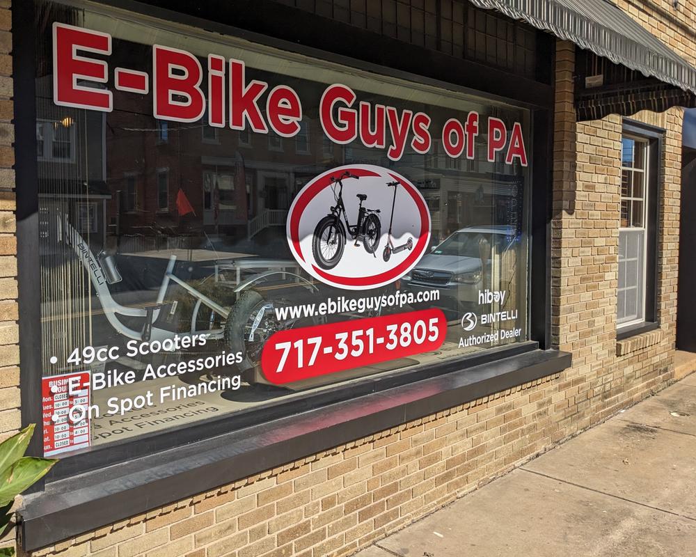 E-Bike Guys front window.