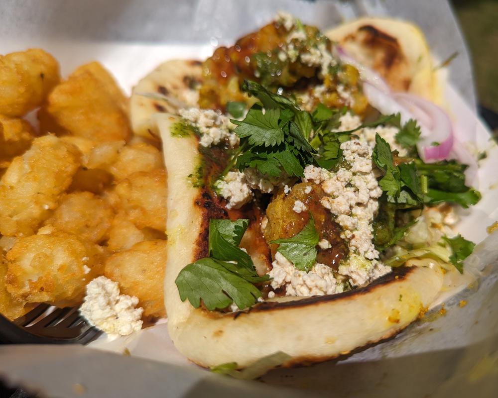 Cauliflower taco and tots from Bala Saahas.