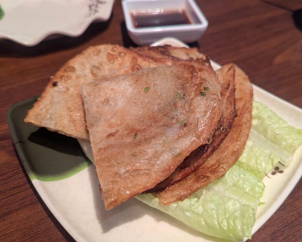 Chewy and crispy scallion pancakes.